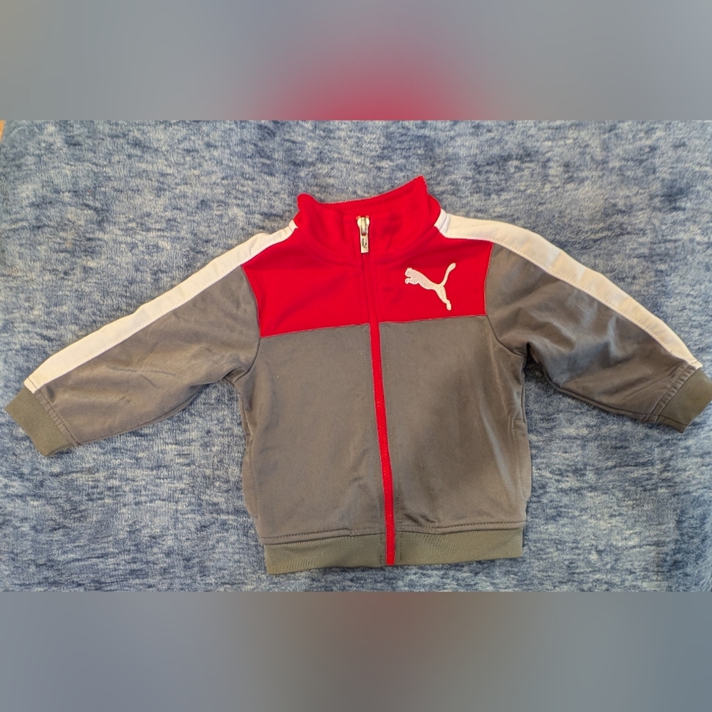 Puma 18M Kids Red and Gray Zip Up Sweatshirt